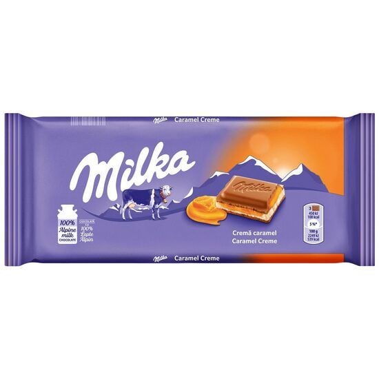 Ciocolata Milka umpluta cu crema caramel 100g Engros
