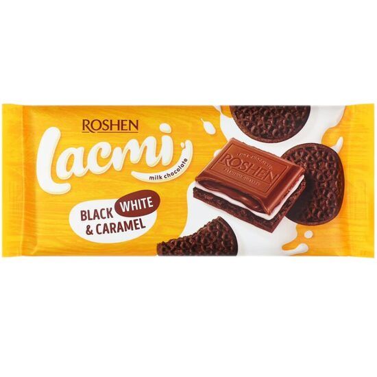 Ciocolata cu umplutura de lapte, caramel si biscuiti cu cacao Roshen 100g Engros