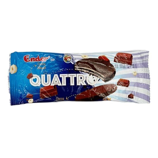 Biscuiti cu crema de alune si glazura de ciocolata Ender Quattro, 42g Engros
