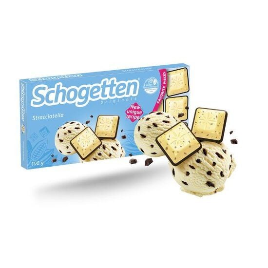 Tableta de ciocolata Schogetten alba cu straciatella 100g Engros