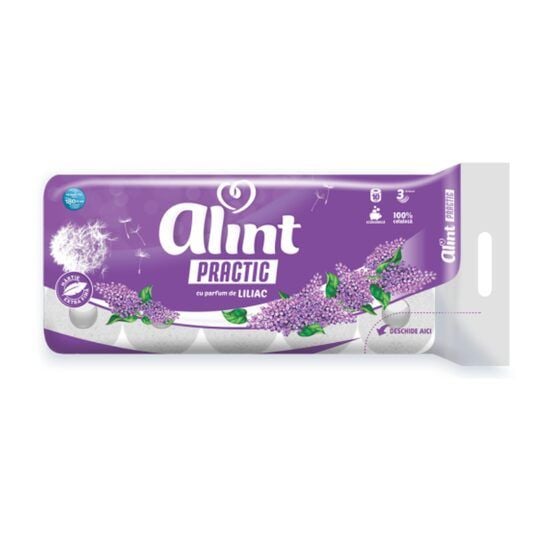 Hartie igienica Alint Practic cu parfum de Liliac, 3 straturi, 10 role Engros