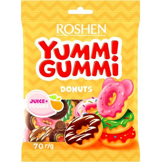 Jeleuri Neglazurate Roshen Yummi Gummi Donuts 70g Engros