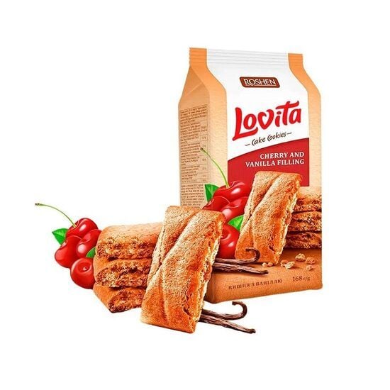 Fursecuri Roshen Lovita cu umplutura de cirese si vanilie 168 g Engros