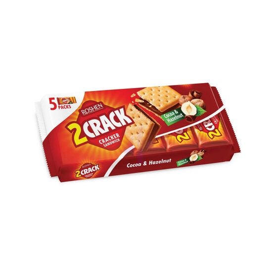 Biscuiți cu cremă de cacao si alune de padure Roshen Cracker Cocoa & Hazelnut, 235g Engros