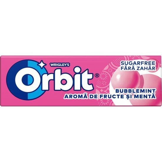 Orbit Bubblemint guma de mestecat cu arome de fructe si menta 14 g, 30 seturi Engros