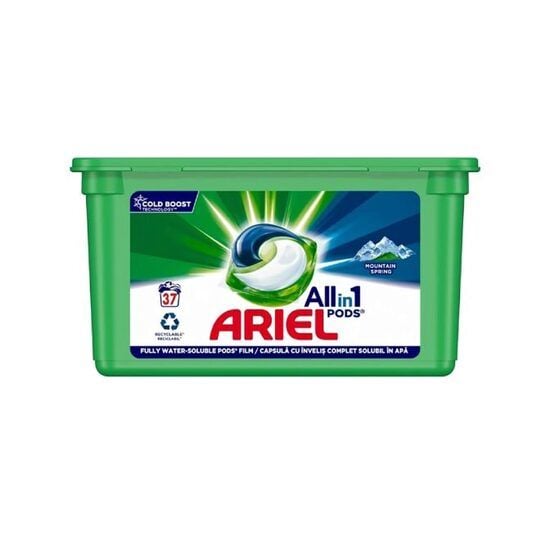 Detergent capsule Ariel All in One PODS Mountain Spring, 37 spalari Engros
