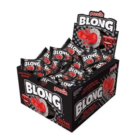 Guma de mestecat Blong Black Peccin umplutura de fructe rosii, 5 g, 40 bucati Engros