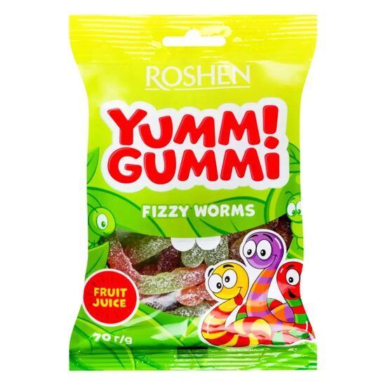 Jeleuri Fizzy Worms Yummi Gummi Roshen, 70g Engros