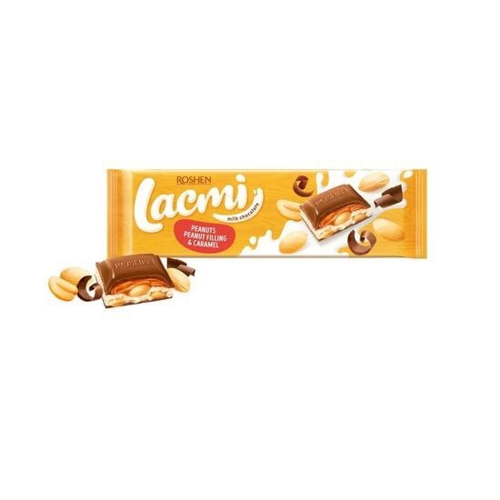 Ciocolata cu umplutura de arahide si caramel Roshen Lacmi, 295 g Engros