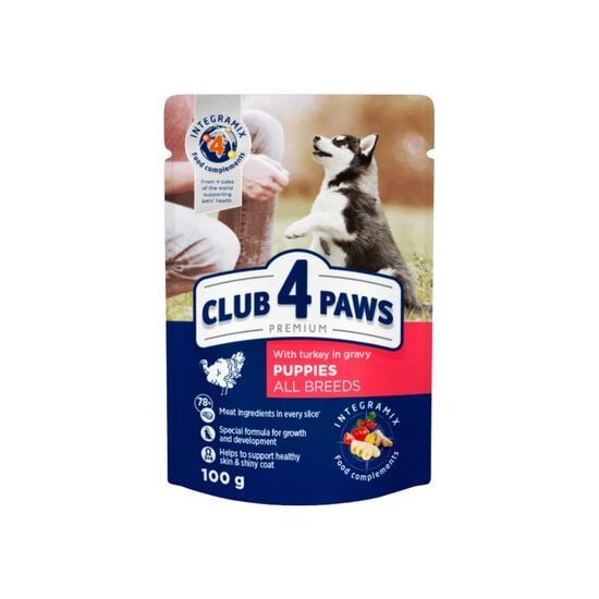 Hrana umeda completa Club 4 Paws Premium pentru catei, curcan, 100 g Engros