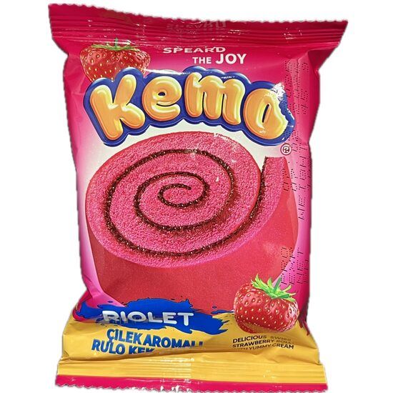 Prajitura Kemo Roll cu crema de capsuni, 45g Engros