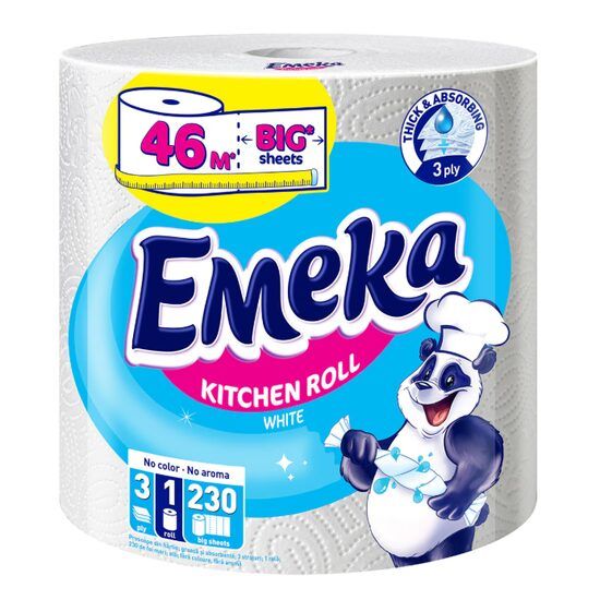 Prosop de bucatarie Emeka White Jumbo, 3 straturi, 1 rola, 230 foi Engros