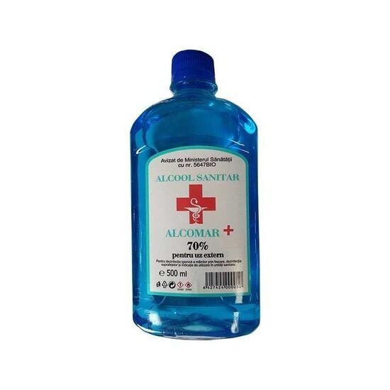 Alcool Sanitar, Alcomar, Concentratie 70% alc, Culoare Albastra, 500ml Engros