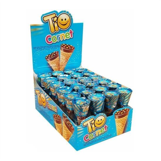 TIO Cornet 25g – Napolitană cu cremă de alune și drajeuri colorate Engros