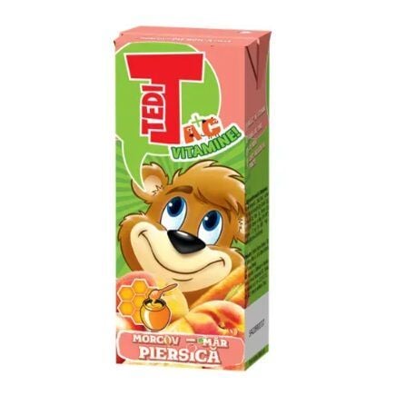 Suc cu morcov, mar & piersica cu miere Tedi, pai, 200ml Engros