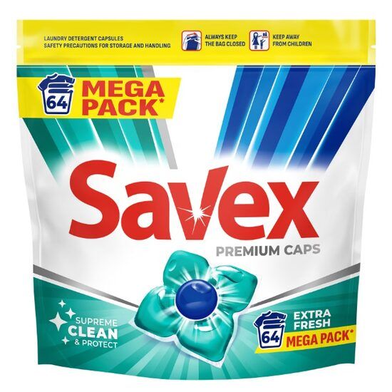 Detergent Rufe Savex Capsule 64 capsule Extra Fresh Engros