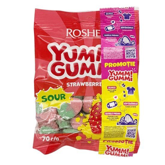Roshen Yummi Gummi Jeleuri Capsuni 70g 22 buc Engros