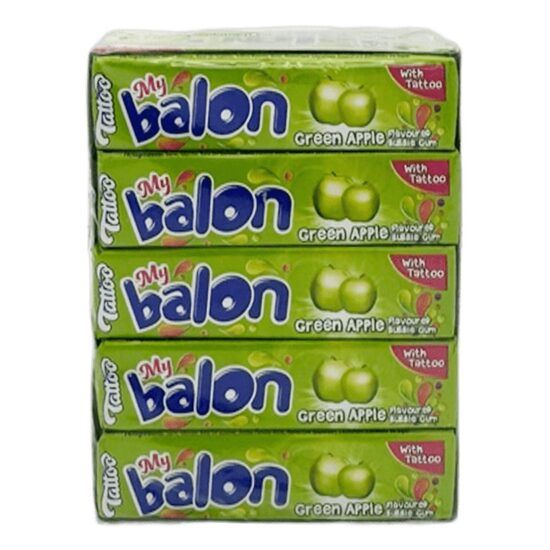 Gumă de mestecat Mybalon Tattoo aromă măr 18g, 20 bucăți cutie Engros