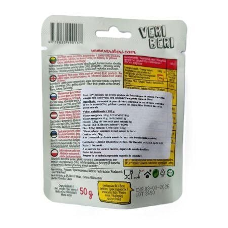 Jeleuri din fructe Veri Beri – Aromă naturală de zmeură, 50 g Engros