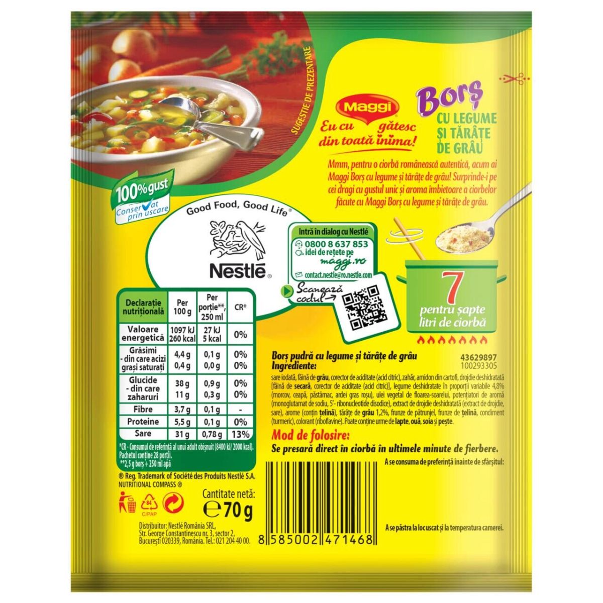 Bors de tarate Maggi cu gust de legume, 70g Engros