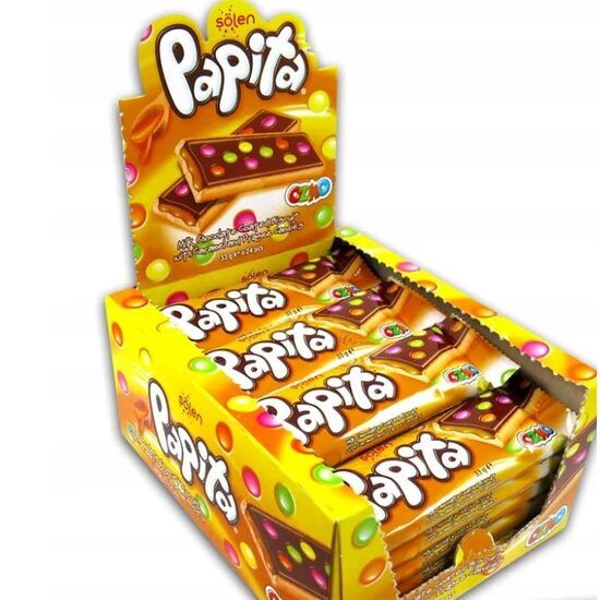 Biscuit crocant cu crema de caramel si drajeuri Papita 33g Engros