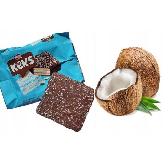 Prajitura cu marshmallow si glazura de cacao si cocos, Bifa Keks, 35g Engros