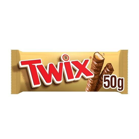 Baton cu biscuite si caramel invelit in ciocolata cu lapte Twix, 2 x 25 g Engros