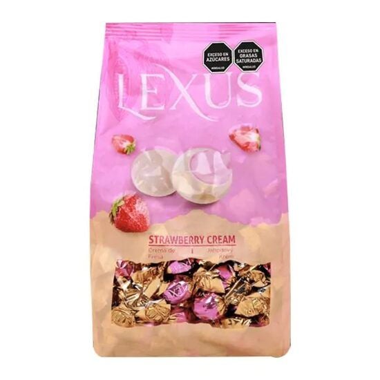 Lexus, praline de ciocolata alba cu crema de capsuni, 1000g Engros