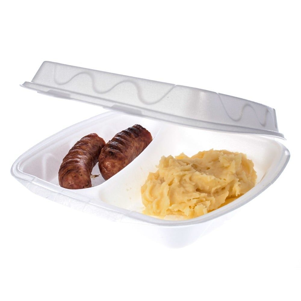CASEROLE DIN POLISTIREN CU 2 COMPARTIMENTE 24x21x7 cm MB2 (200buc/set)