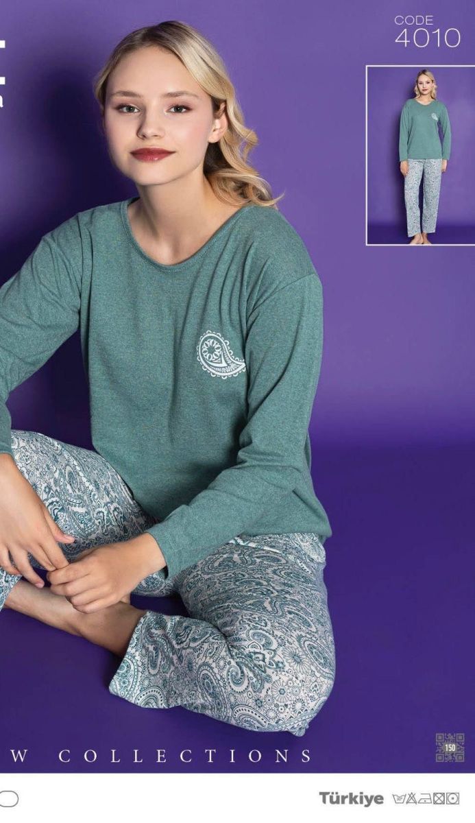 Pijamle, dama cu maneca lunga,cu imprimeu,ursulet negru,Engros
