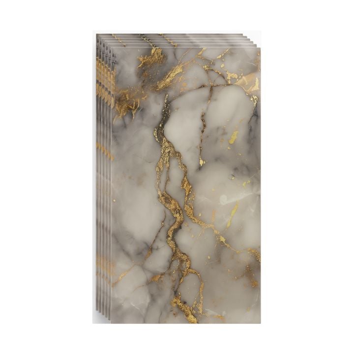 Tapet autoadeziv marmura premium set 10 buc waterproof design modern 30x60 cm crem cu auriu Engros