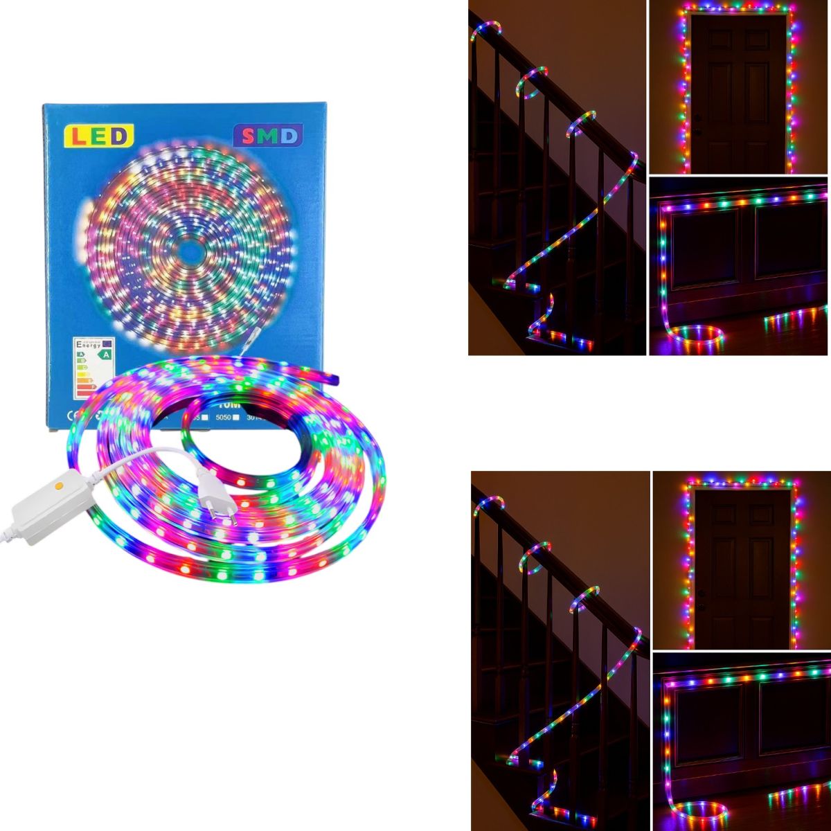 Banda Led 10m, Lumina Multicolora cu Cablu Alimentator, Multifunctionala Engros
