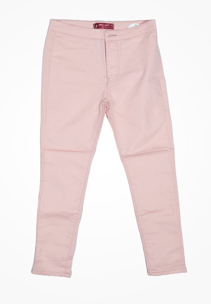 Blugi Damă Skinny Talie înaltă – Material Elastic, Subțire, Culoare Roz Deschis ,Engros