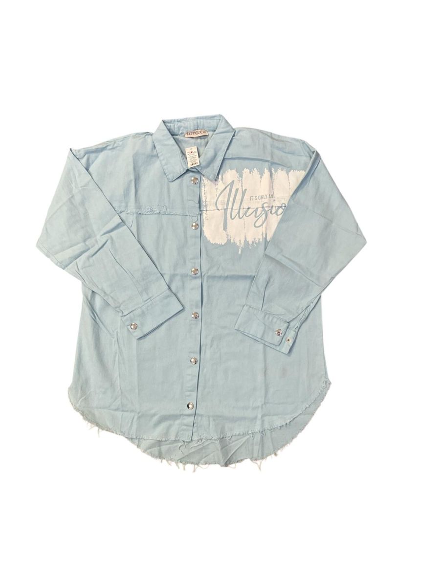 Camasa Denim, Albastru Deschis cu Nasturi ,Engros