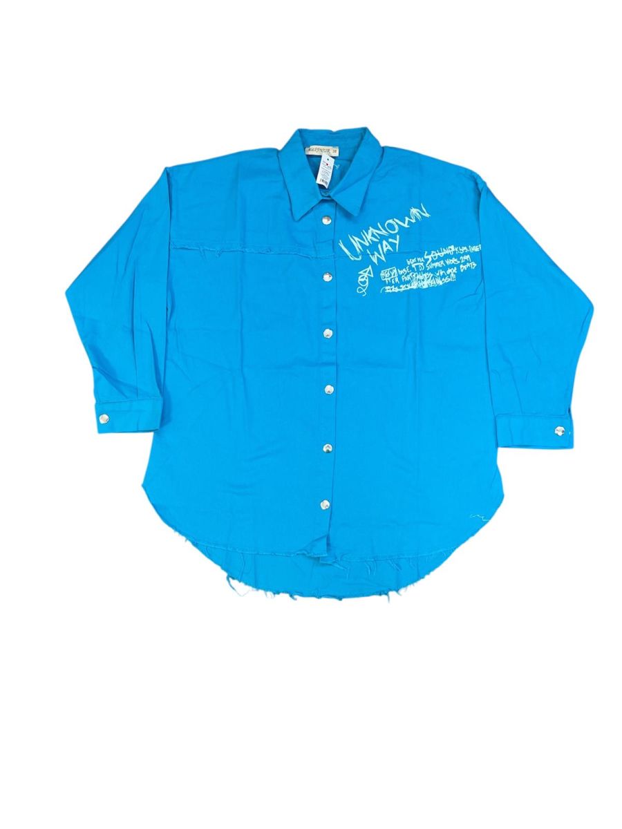 Camasa Denim Dama,Albastra cu Nasturi ,Engros