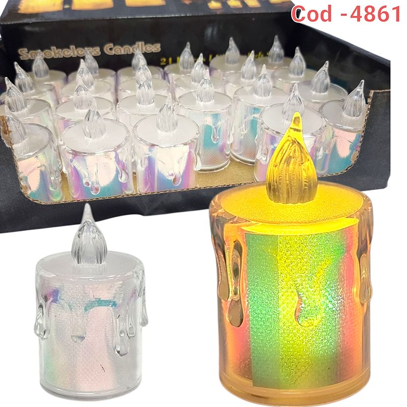 Lumanare cu led sidefata pe baterii cu lumina calda, 24/ buc pe set 3.5 x 6.5 cm