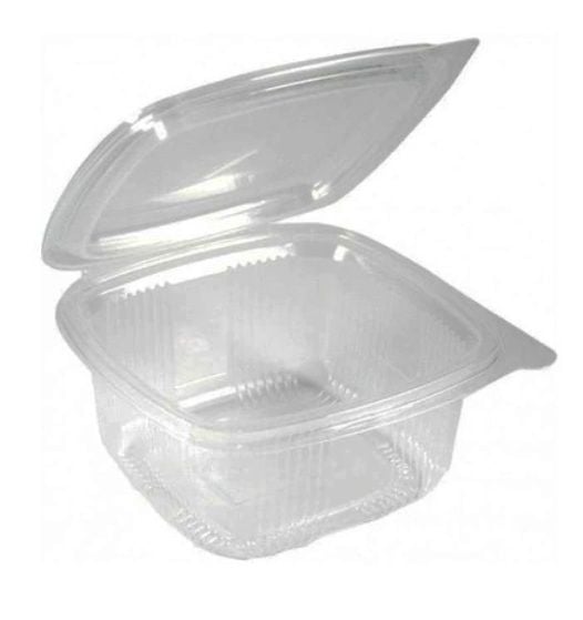 Cutie 700 caserole transparente din PET, cu capac atasat, 375 cc
