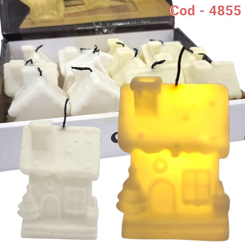 Căsuță de Crăciun – decorațiune luminoasă cu LED 5.5 x 4.5 x 6.5 cm,12/buc engros