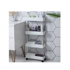 Raft organizator pentru baie, camera, cu roti si 4 polite, 86 cm, alb angro engros