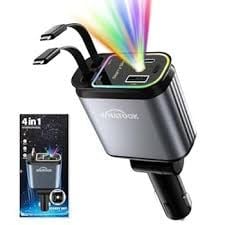 Incarcator auto de 120 W bricheta retractabila patru in unu cu incarcare super rapida masina RGB atmosfera cer instelat top universal angrp engros