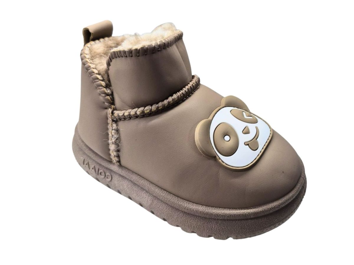Ghete Copii tip UGG, Imblanite, Blana Sintetica Moale, Accesoriu Ursulet, Material Textil, Engross, Marimi 22-27, 8buc/bax maro