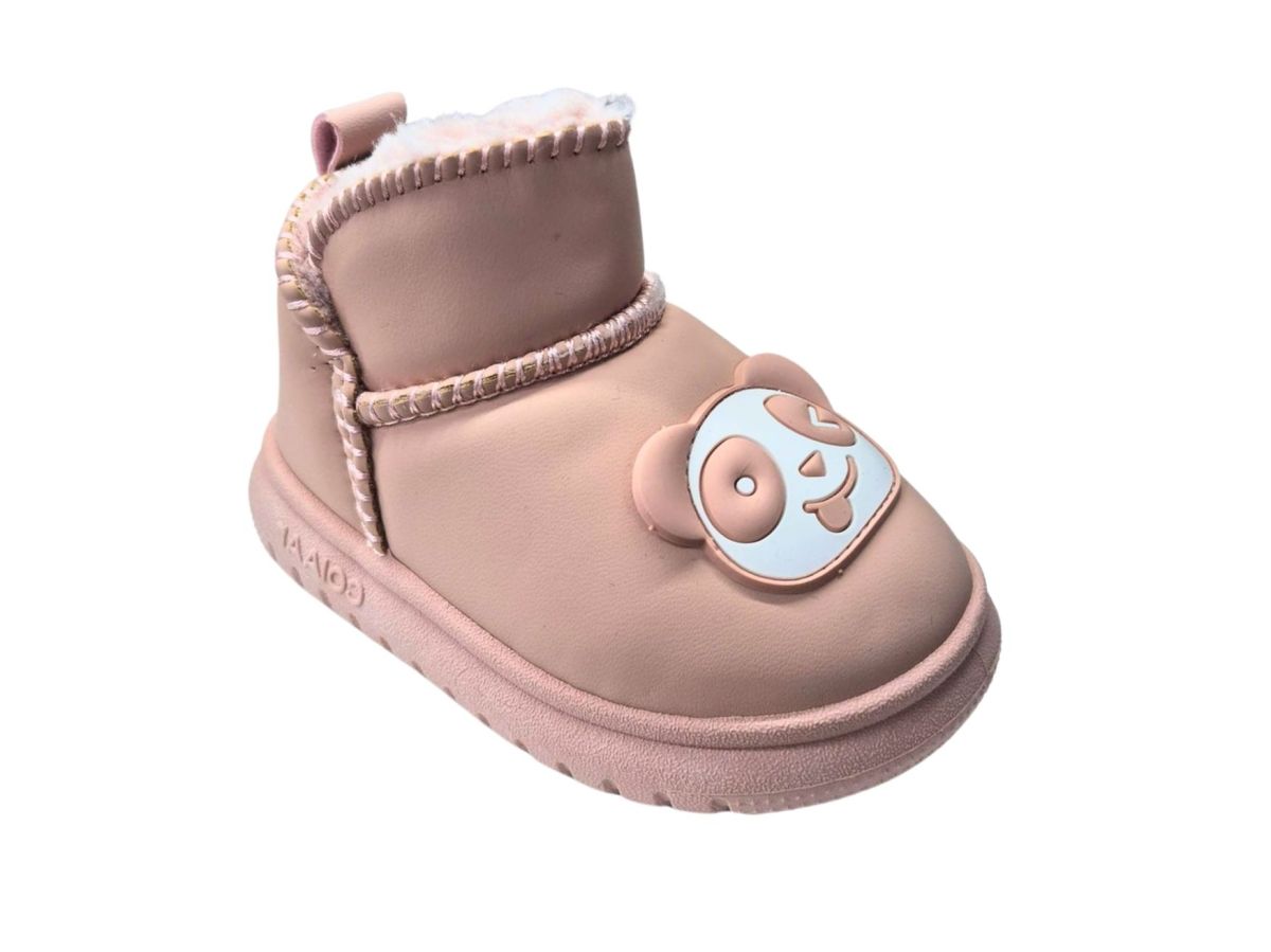 Ghete Copii tip UGG, Imblanite, Blana Sintetica Moale, Accesoriu Ursulet, Material Textil, Engross, Marimi 22-27, 8buc/bax roz