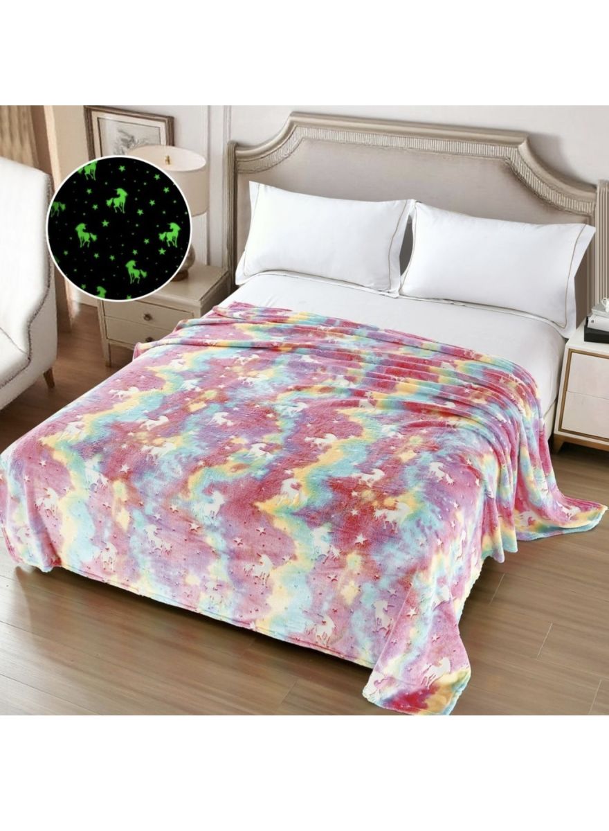 Patura Cocolino XXL Fosforescenta 200x230 cm cu Unicorni – Super Pufoasa si Colorata