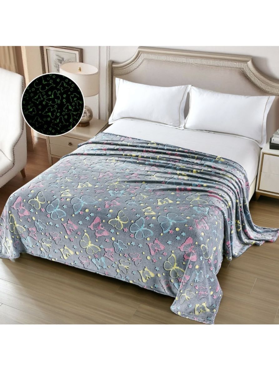 Patura Cocolino XXL Fosforescenta 200x230 cm cu Fluturi – Super Pufoasa si Eleganta