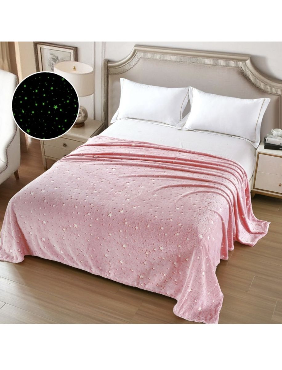 Patura Cocolino XXL Fosforescenta 200x230 cm cu Stele Roz – Super Pufoasa si Delicata