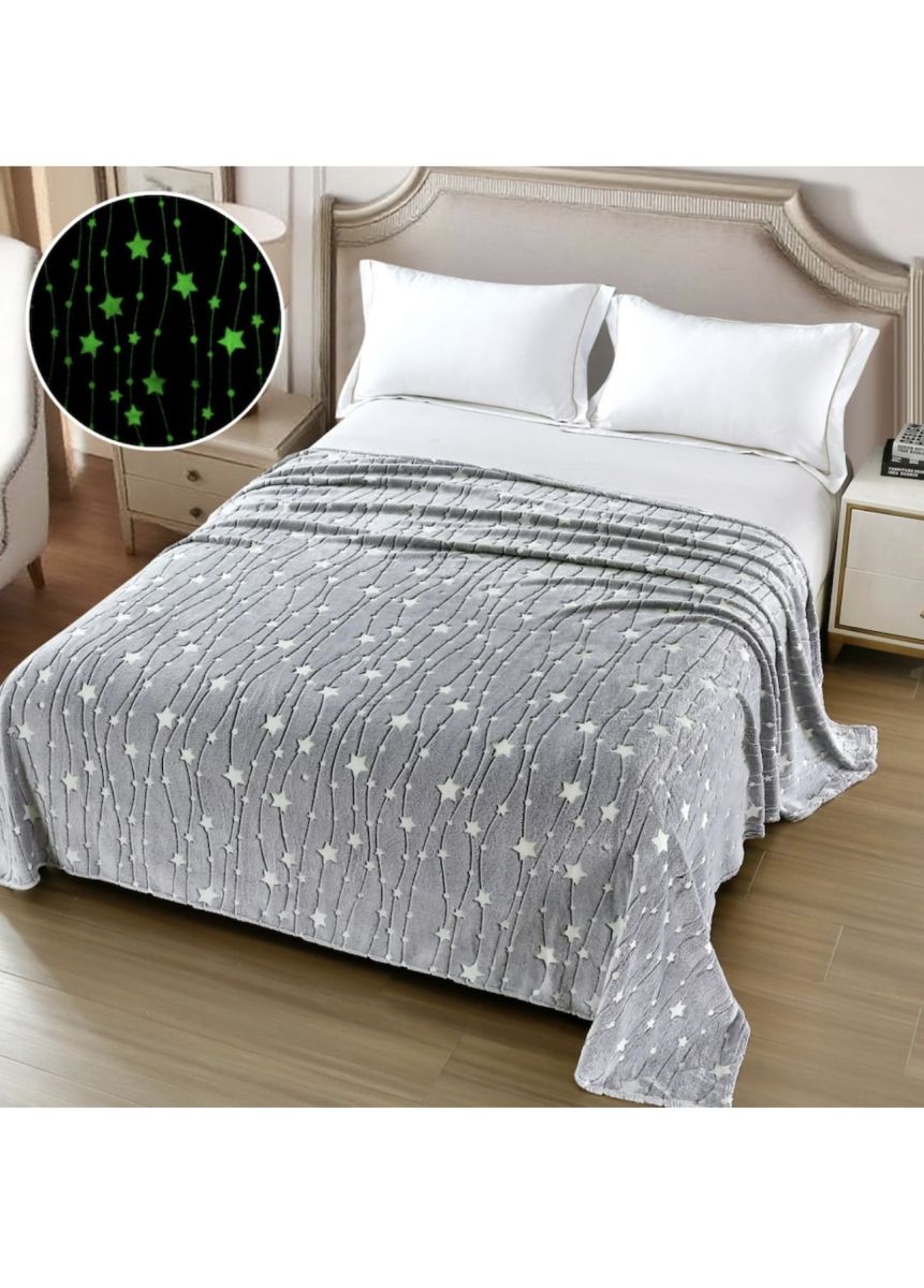 Patura Cocolino XXL Fosforescenta 200x230 cm cu Stele Gri – Super Pufoasa si Eleganta