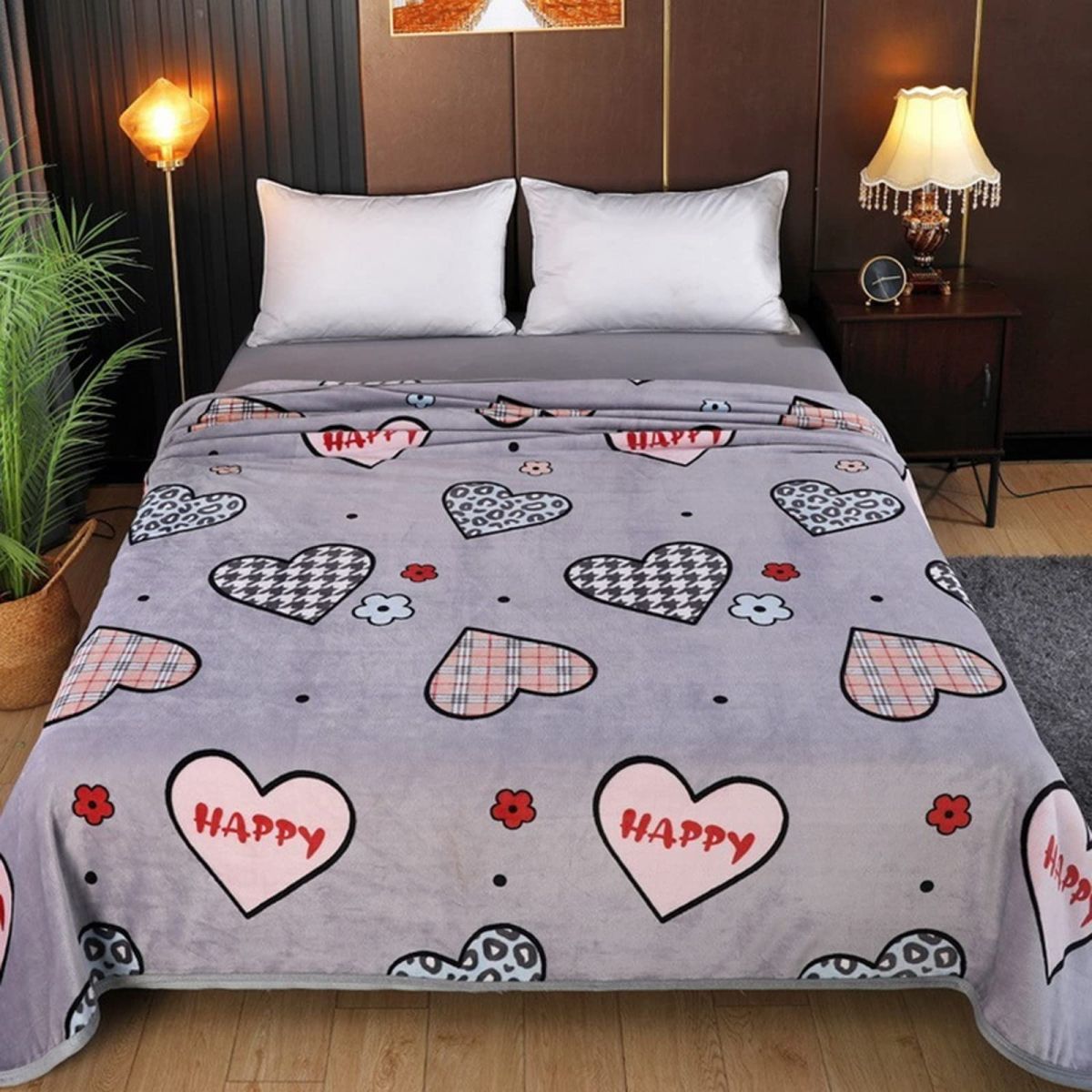 Patura Cocolino XXL 200x230 cm cu Inimi „Happy” – Super Pufoasa si Vesela