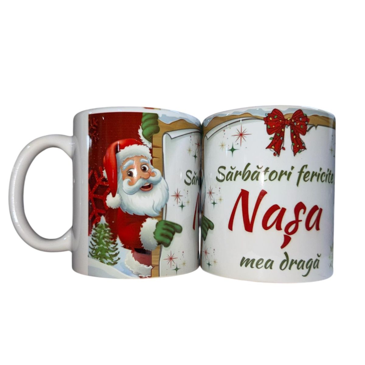 Set căni Crăciun ,en gros ,pentru Nașa 12/set 330ml