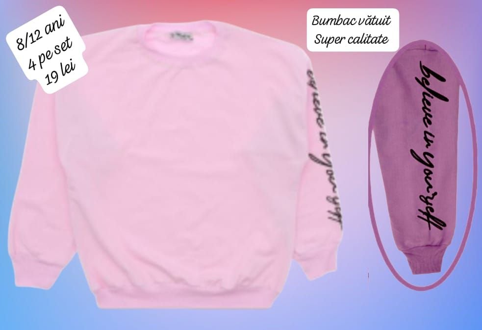 BLUZA de fete din bumbac vatuit, 8-12 ani, 4/set engros