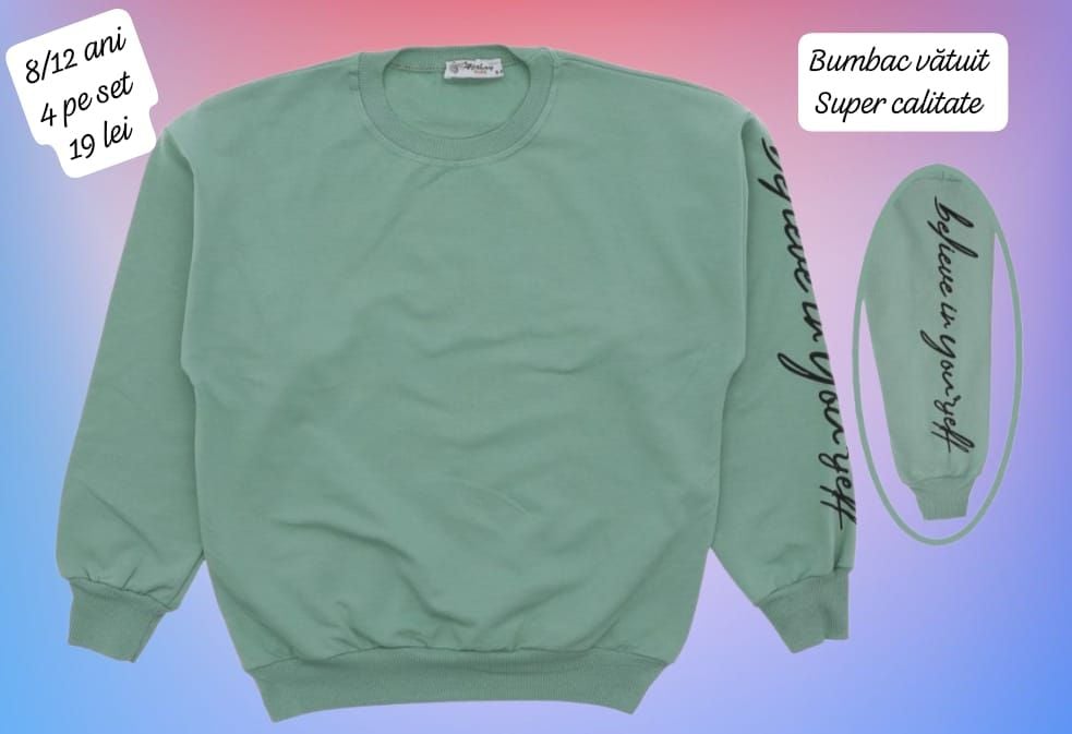 BLUZA de fete din bumbac vatuit, 8-12 ani, 4/set engros
